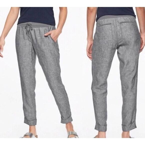 Athleta Bali Linen Pants Size 12 Gray - Picture 1 of 5